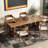 Brown+Black Rectangular Solid Wood+Iron Dining Table-2108727302