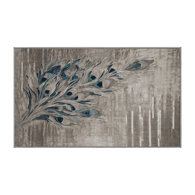 Machine Washable Gray Area Rug, Rectangle 6' x 9'