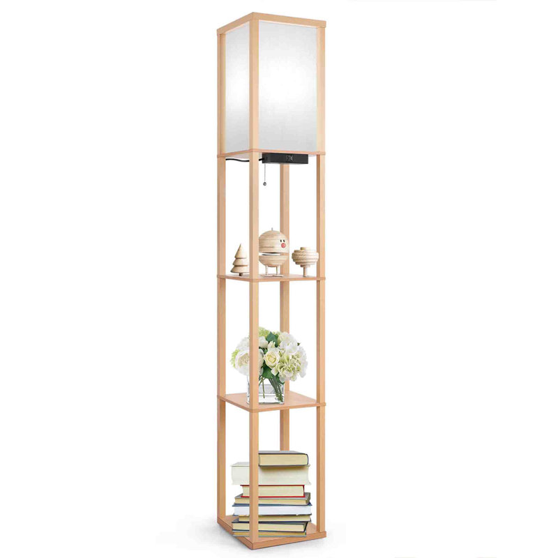 Rejeania 160cm Column Floor Lamp, Wood