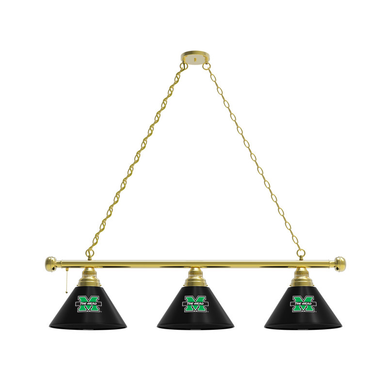 3 - Light Pool Table Lights Pendant, Brass, Marshall Thundering Herd