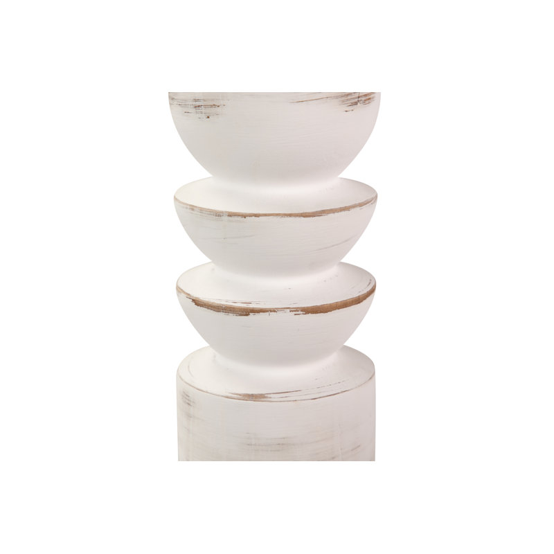 Wood Tabletop Candlestick, White