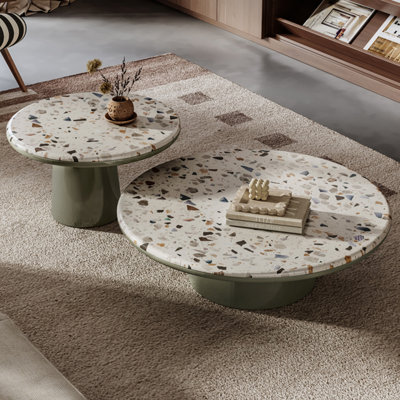 Terrazzo minimalist coffee table combination by Trentastic Trails