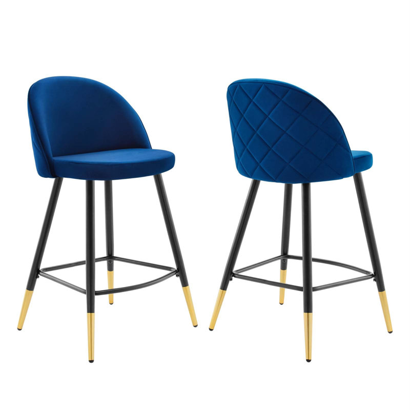 Tabourets de bar Cordial - ensemble de 2, Navy Velvet, Counter Stool (25" Seat Height)