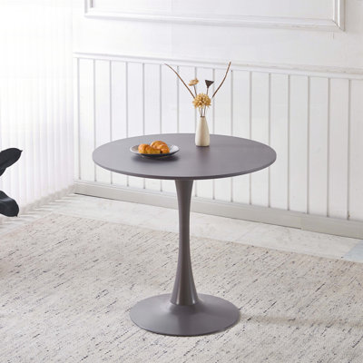 Mid-Century Round Tulip Table - 31.5" Grey Top, Metal Pedestal for 2-4