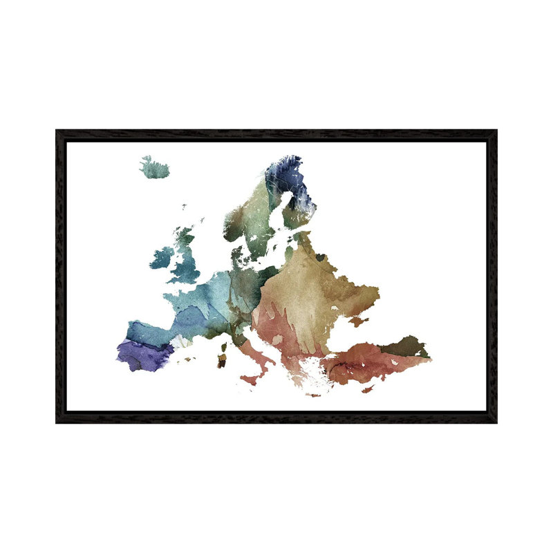 Brownish Europe Map by WallDecorAddict - Wrapped Canvas Gallery-Wrapped Canvas Giclée, 101.6 cm H x 66.04 cm W
