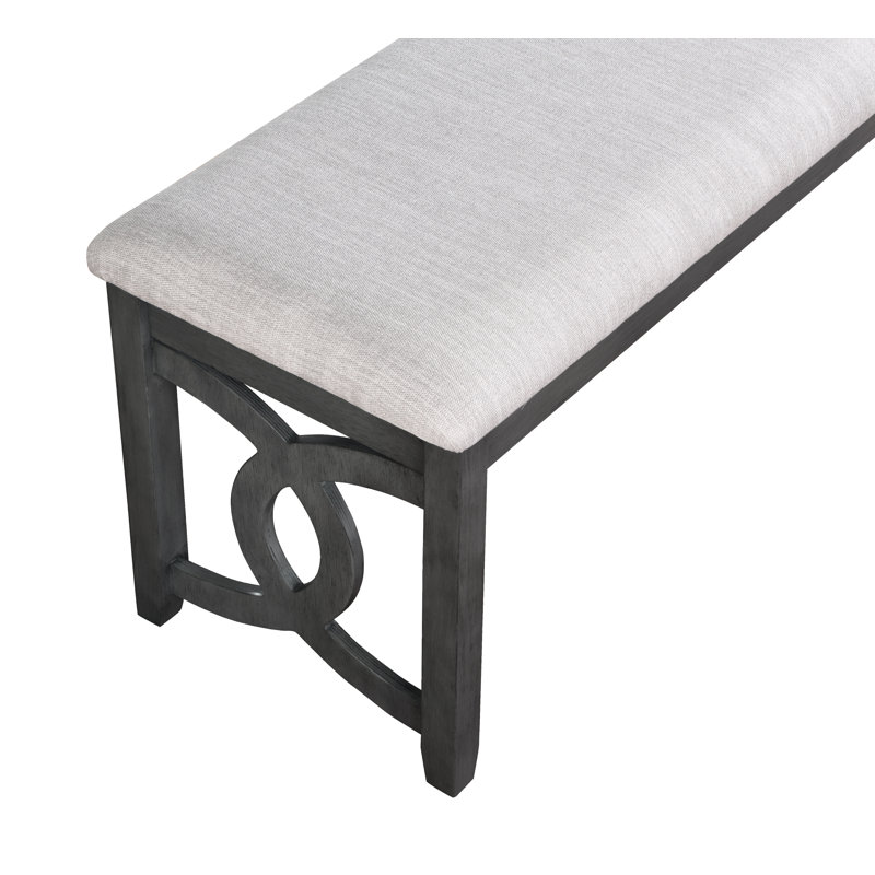 Ziemer Polyester Blend Upholstered Bench, Gray/Black