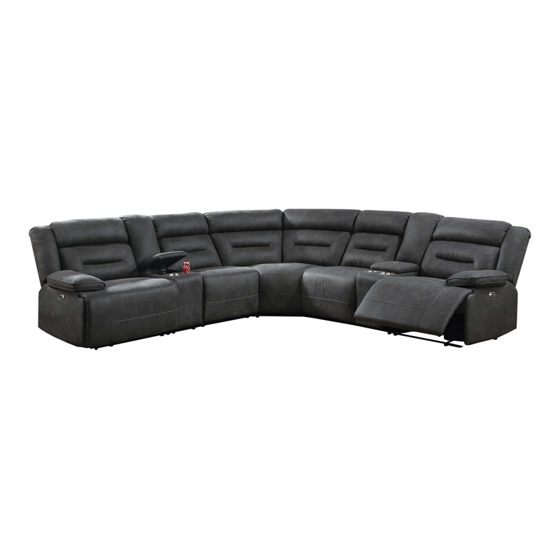 Canapé modulaire inclinable électrique, Similicuir gris anthracite