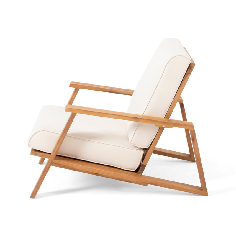 Fauteuil avec coussins et cadre en bois, Beige