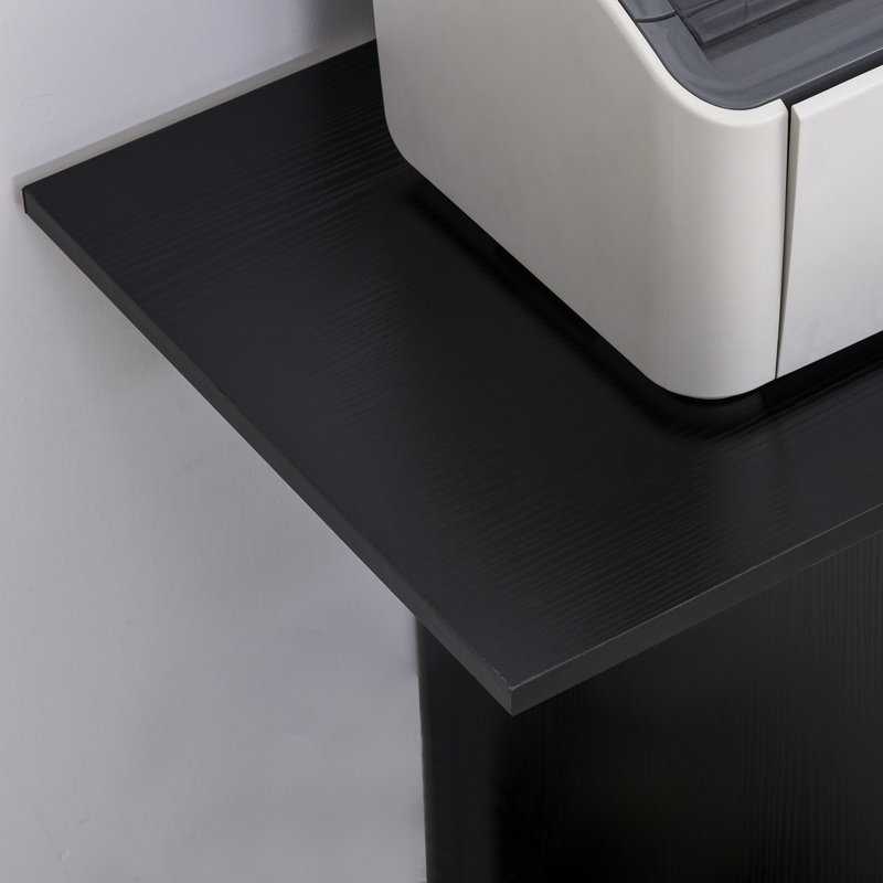 Black Mobile Printer Stand with Drawer and Adjustable Shelf