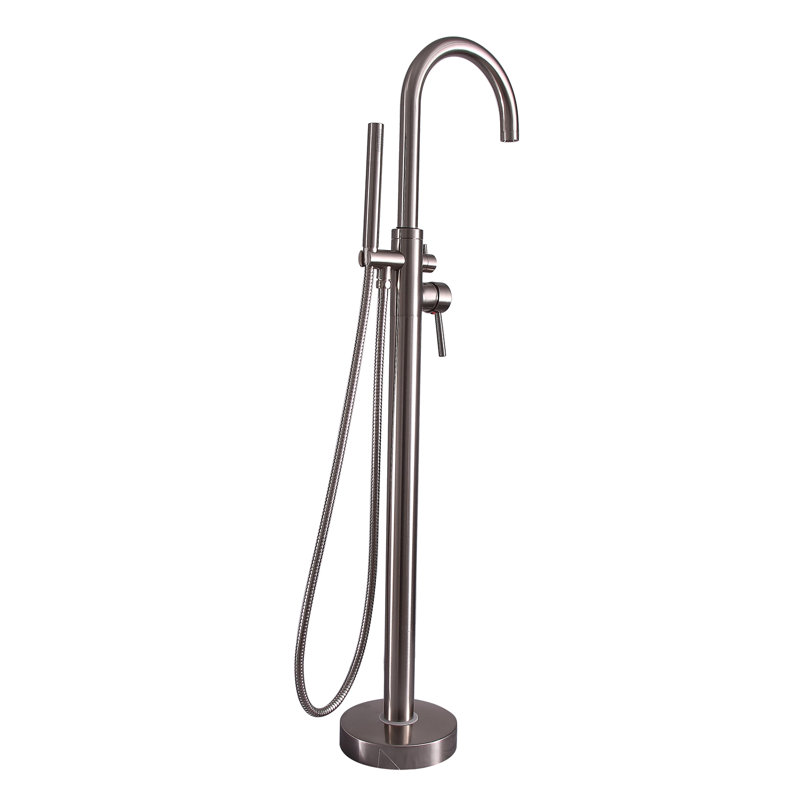 1 Handle Bathroom Freestanding Tub Filler with Diverter, Brushed Nickel