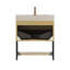 Meuble-lavabo de salle de bain 30 po, lavabo autoportant en contreplaqué rayé avec tiroir et tablette ouverte, comptoir en pierre frittée et vasque en céramique encastrée, pré-assemblé-1869202708
