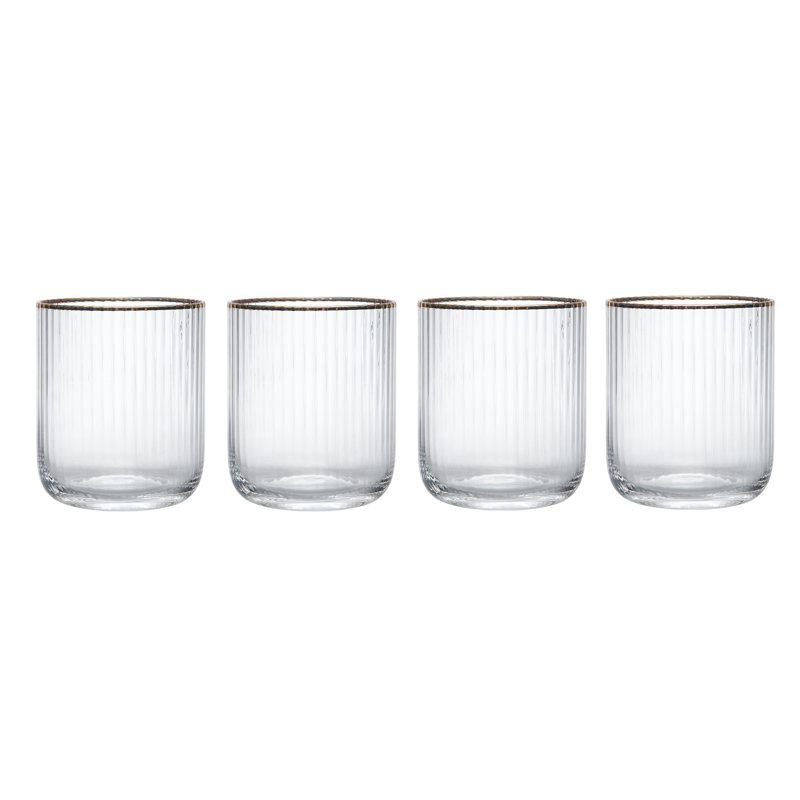 Mikasa Sorrento Ridged Crystal Tumbler Glasses, 400ml