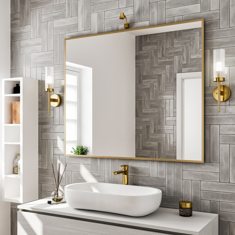 Schweitzer Bathroom / Vanity Mirror, 30" x 36", Gold