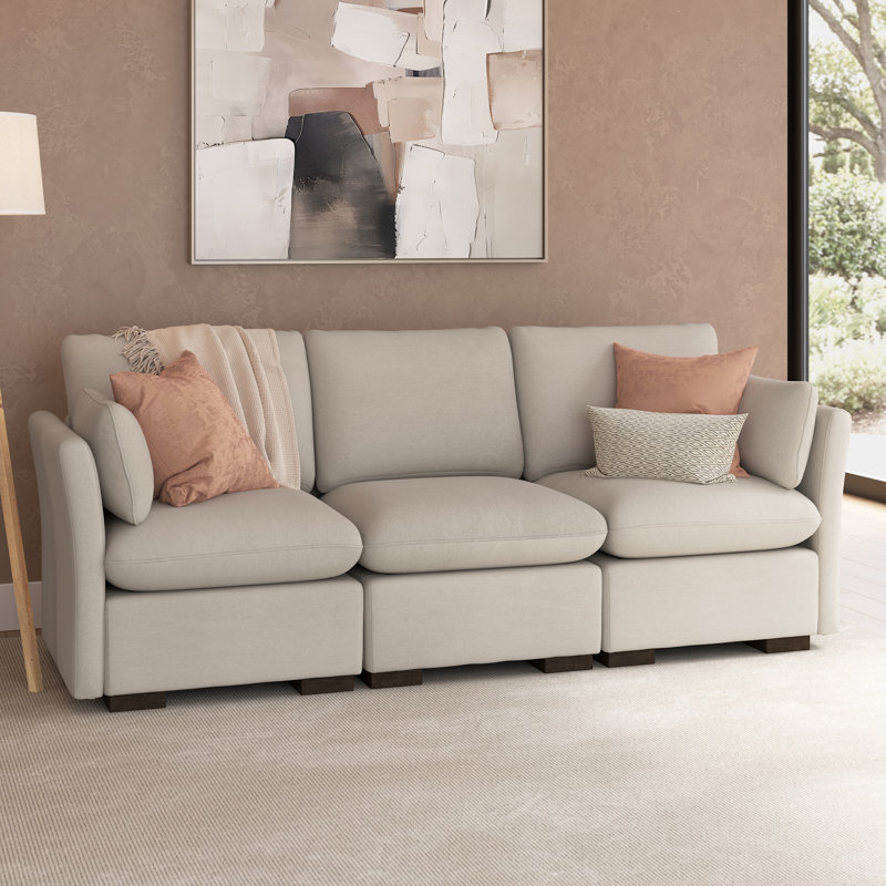 Stedman Modular 3-Seater Sofa, Living Room Furniture, Mist Taupe, 36.61" H x 97.65" W x 35.83" D