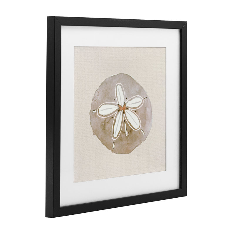 «Serene Beige Sand Sand», reproduction sous verre encadrée, design par Lanie Loreth, H 13 po x l 13 po, Cadre noir minuit