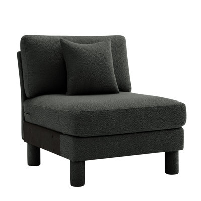 1 - Sans accoudoirs en gris foncé, look moderne et bouclé, construction élégante, siège idéal pour la chambre à coucher, cinéma, cinéma,