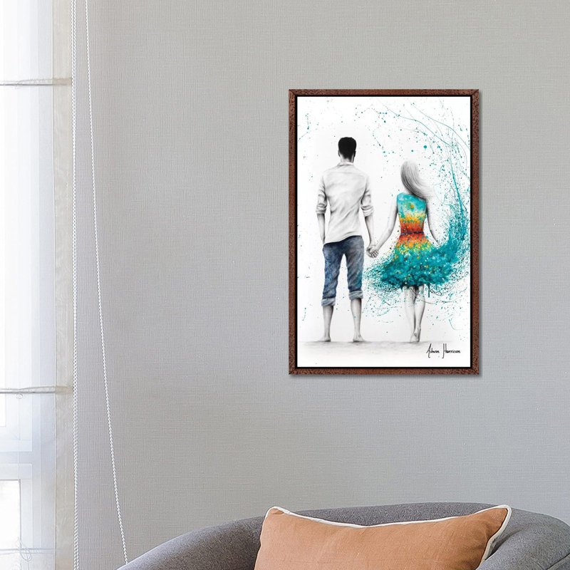 Ocean Sunset Love by Ashvin Harrison - Print on Canvas, Classic Brown Wood Framed, 66.04 cm H x 45.72 cm W