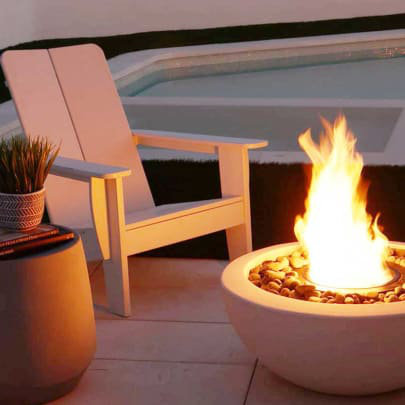 Deep Olive Concrete Bioethanol Fire Pit Table