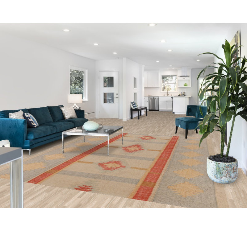 Tapis turc kilim en laine à teinture végétale 8 x 10