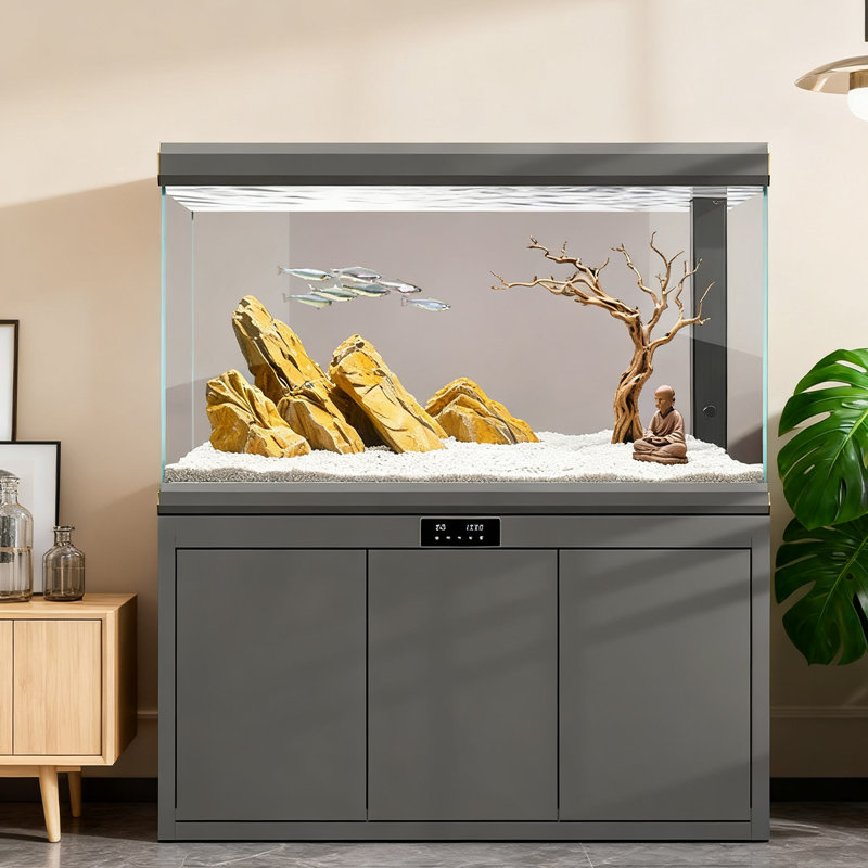 Aquarium de style nordique en verre Arowana, 26,42 gallons (H 61,02 po x l 45,67 po x P 15,75 p, Gris