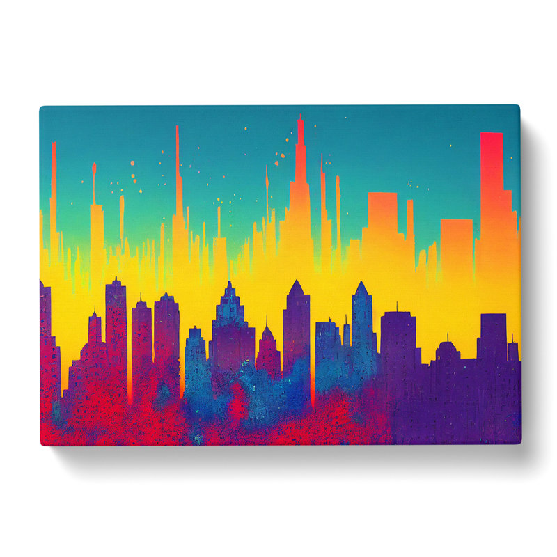 Splashed Skyscraper Skyline Vol.1 Abstract - Wrapped Canvas, 35cm H x 50cm W x 3cm D