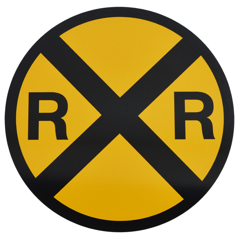 Yellow Caution Railroad Crossing Metal Street Sign Yellow Caution Railroad Crossing Metal Street Sign
