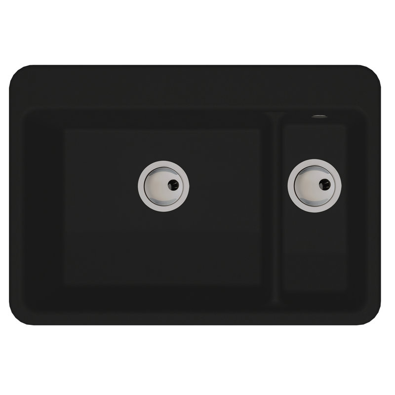 Abode Designs 496mm W Granite Kitchen Sink with 4 Faucet Holes, Black