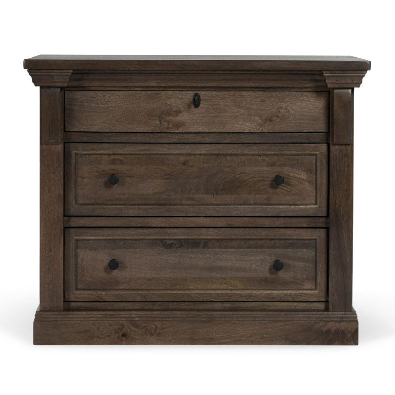 Adelaide Three-Drawer Mango Wood Nightstand In Cocoa Brown, Cocoa Brown