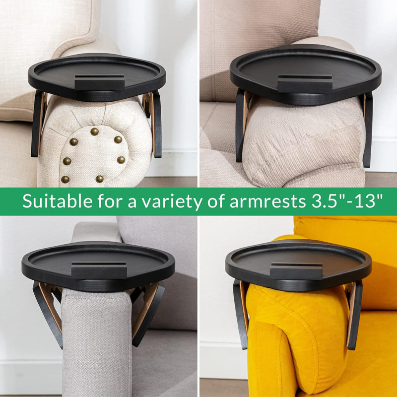 Sofa Armrest Tray, Clip On Couch Arm Table, Foldable Sofa Arm Tray With 360° Rotating Phone Holder,Side Tables,TV Trays, Sofa Table For Eating And Drink Table