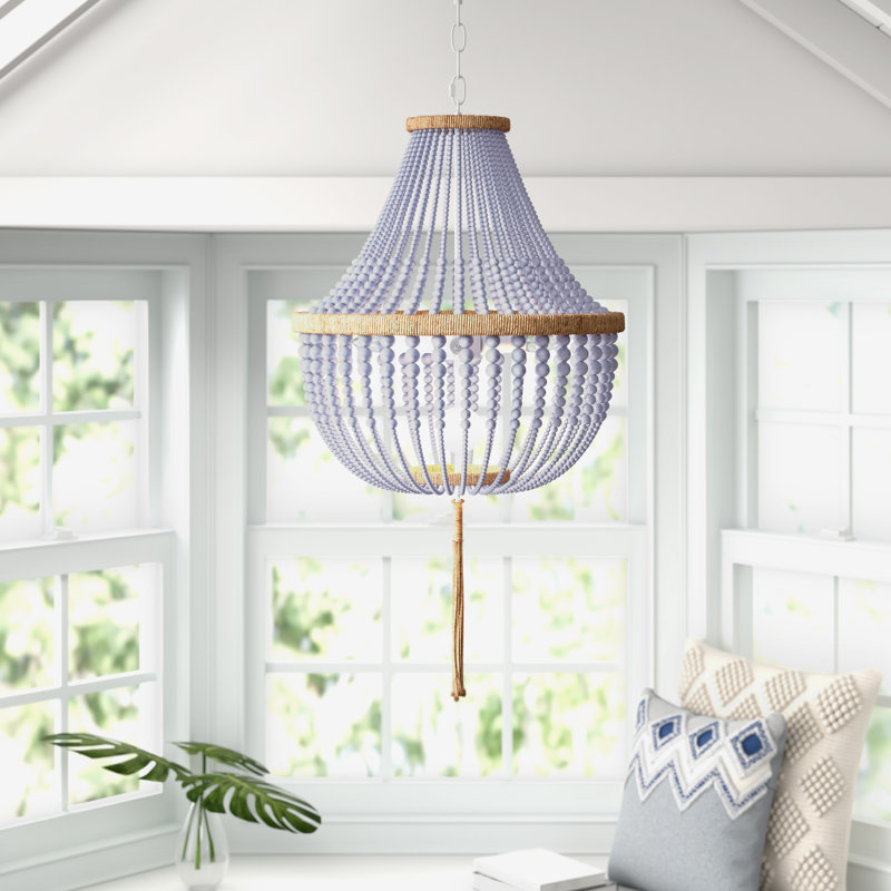 Llandel 3 - Light Dimmable Empire Chandelier, Blue/Natural