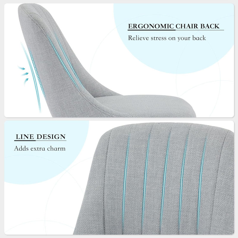 48.26cm H Linen Blend Upholstered Upholstered Back Accent in Gray