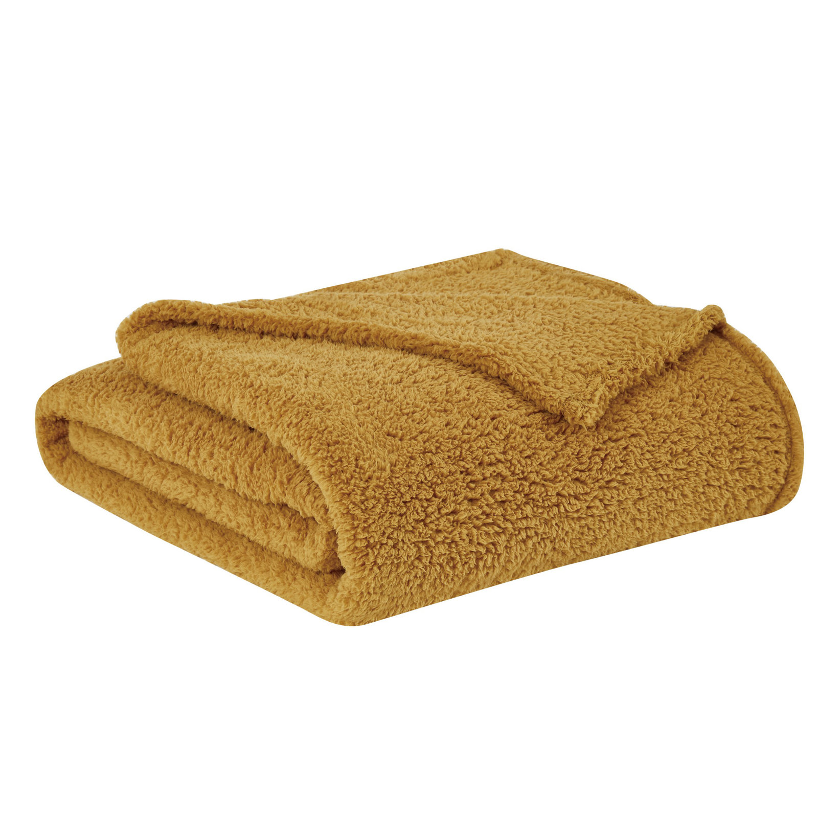 Barbrook Plain Weave/SHERPA Throw Blanket, Mustard