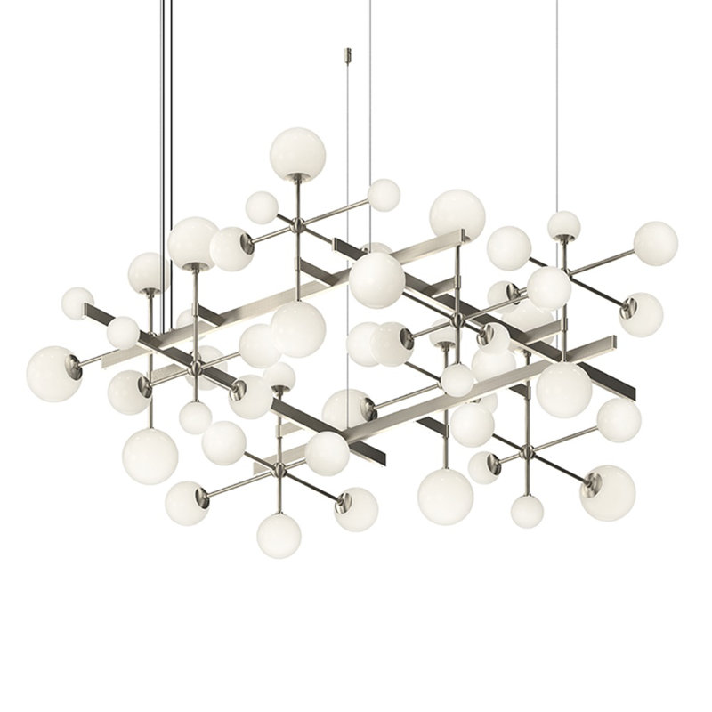 Nebula 15 - Light Dimmable LED Sphere Chandelier, Satin Nickel