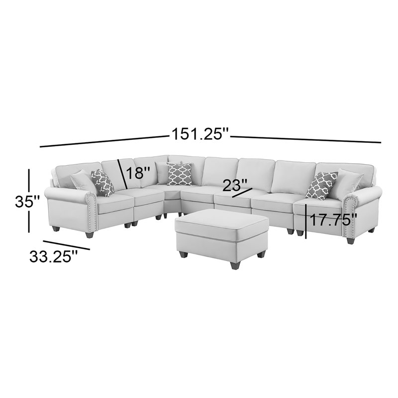 Canapé modulaire en cuir artificiel avec repose-pieds Bouke, Similicuir brun