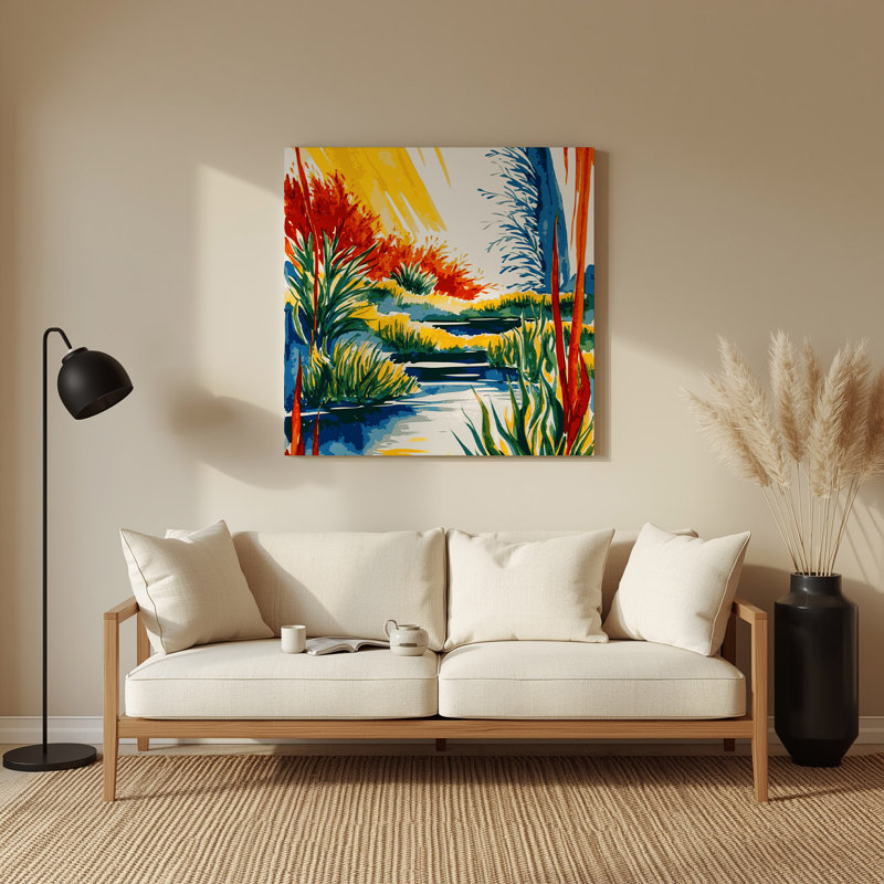 Aquarelle, paysage 26, art mural en métal brun, H 12 po x l 12 po
