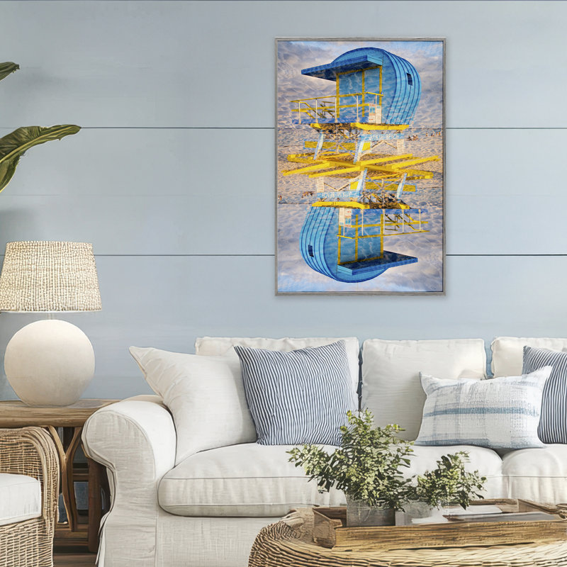 Giclée encadrée de Miami Beach Lifeguard Reflection, design par Robin Vandenabeele, Estampe numérique Farmhouse