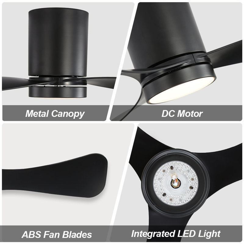 42'' Black Ceiling Fan with Light and Remote