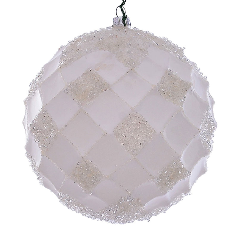 Vickerman 4.75" Red Net Beaded Ball. These Ornaments Are The Perfect Addition To Any Holiday Decorating Project. Each Ornament Features A Drilled Cap With Threaded Wire For Easy Decorating. Includes 3 Pieces Per Pack.