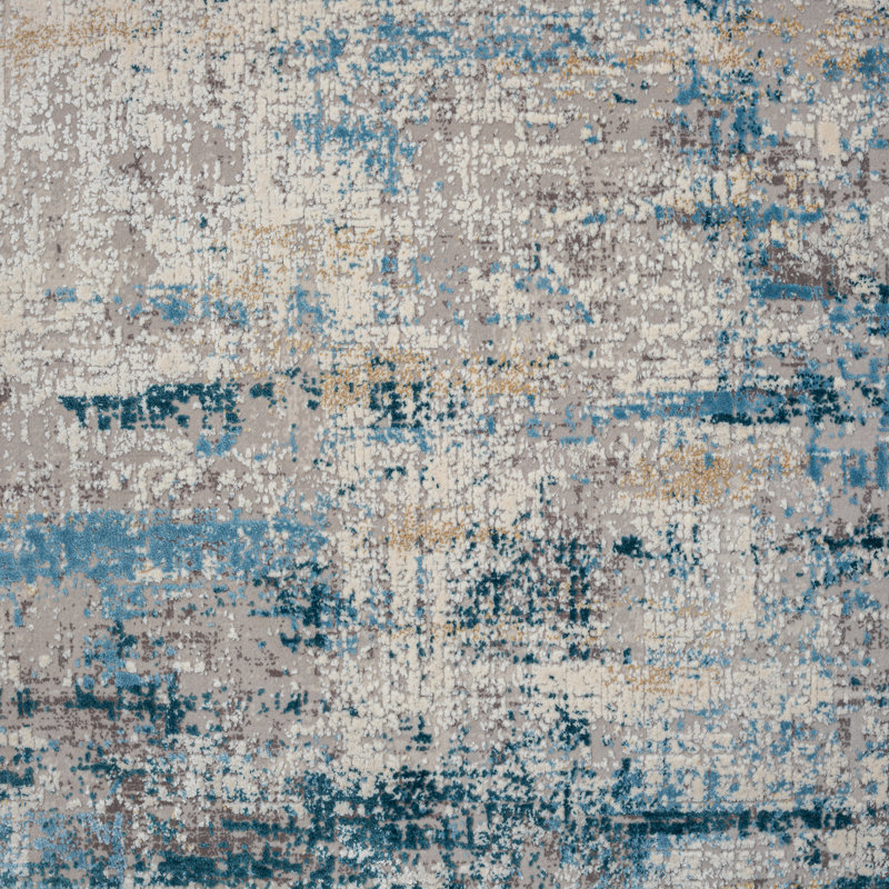 Elian Modern Abstract Two Million Point Gray/Blue Rug with High-Low Texture, Runner 2' x 6'