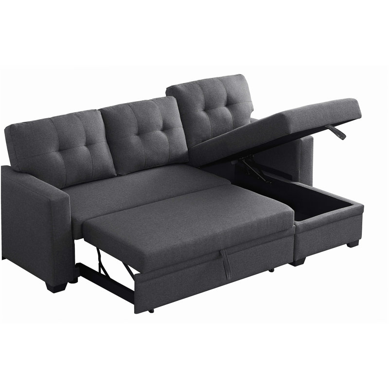 Canapé modulaire rembourré avec méridienne, Gris foncé