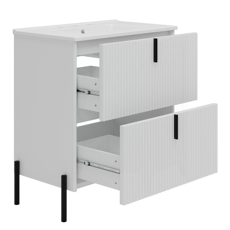 Meuble-lavabo 30 po avec lavabo en céramique, Blanc