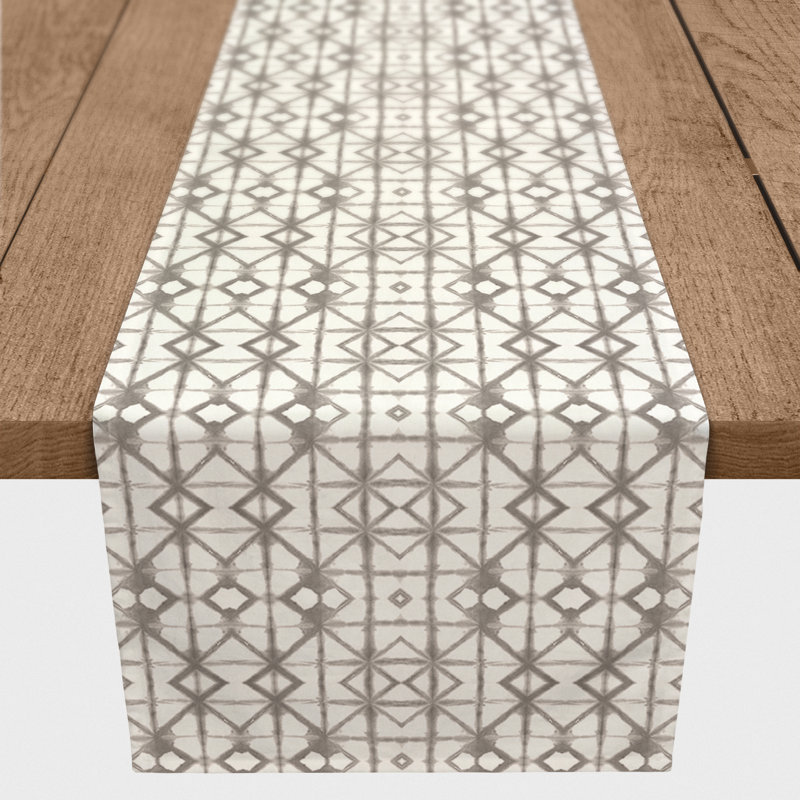 Chemin de table Doster, 72 po x 16 po, Kaki, Géomestrique 5