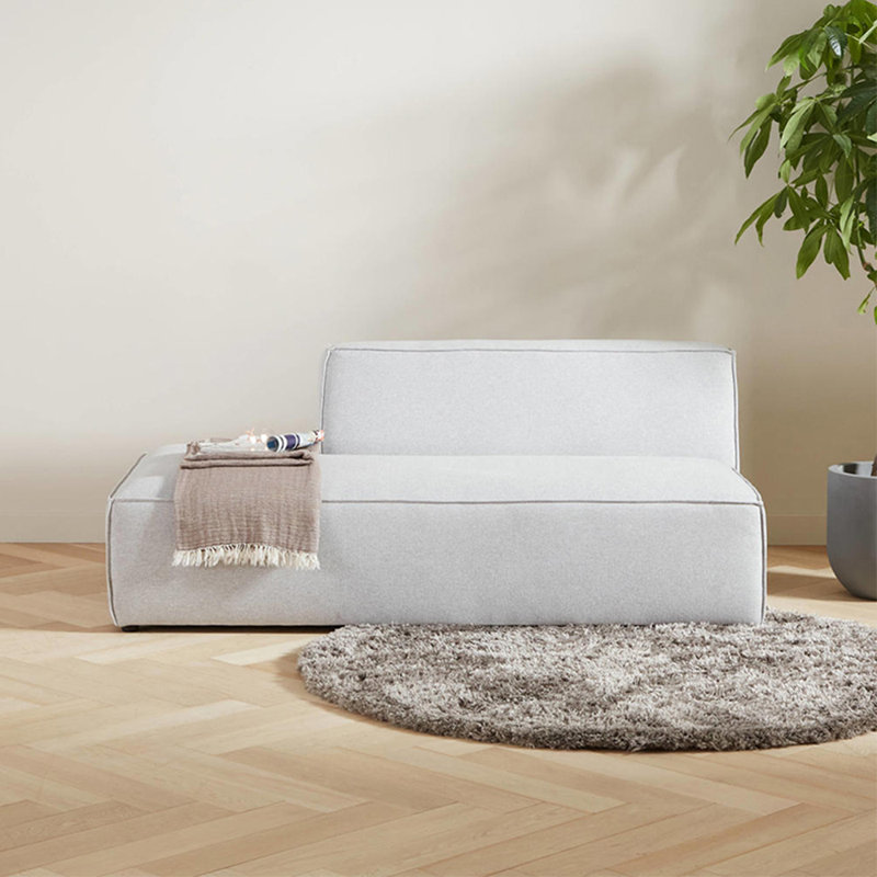 Chaise longue rembourrée Modern, Accoudoir à droite (vu de face), Blanc cassé