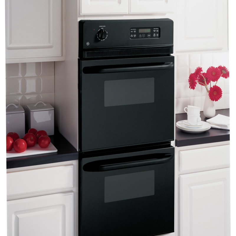 24" Self-Cleaning Electric Double Wall Oven, Black