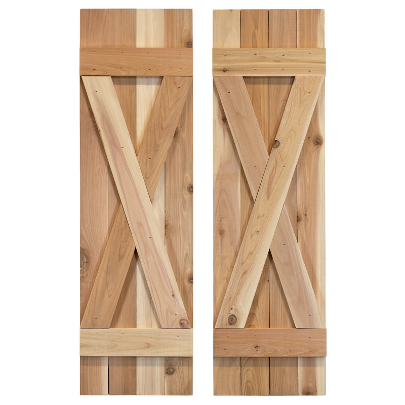 Paire de volets d'extérieur à planche et lattes, Sans finition, 42