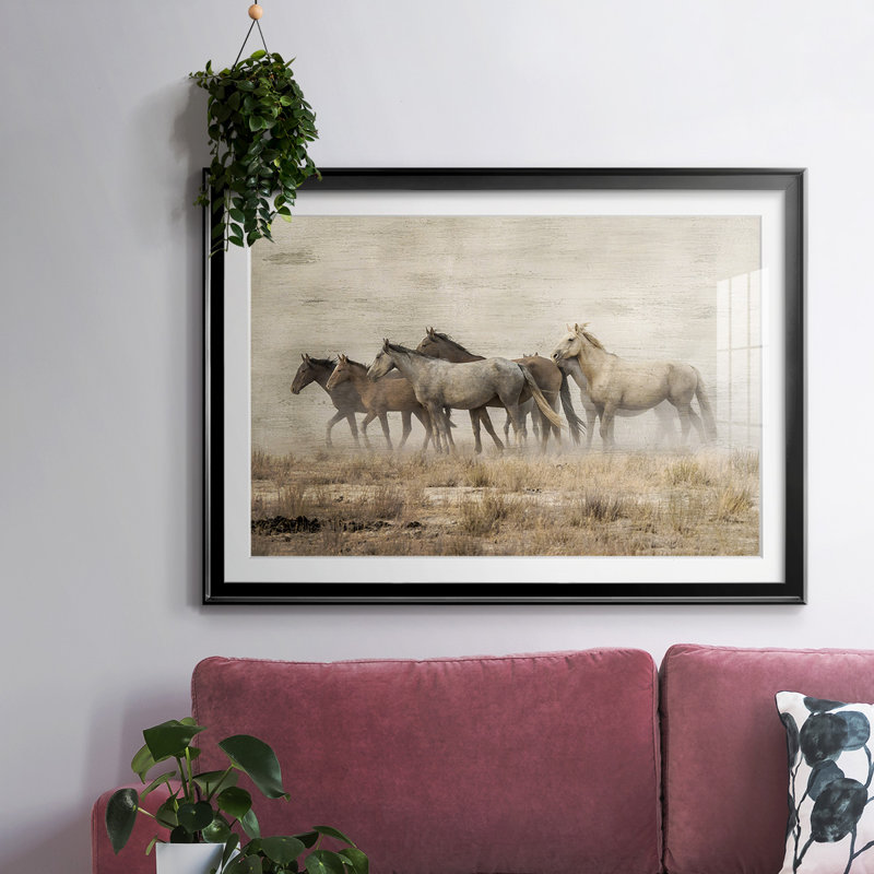 Roaming Free - Matted and Framed Under Acrylic Glass, Large Living Room Wall Art, Black, 19" H x 27" W x 1.5" D