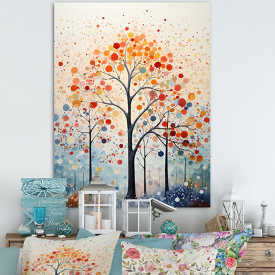 " Pink and Blue Trees Field Pointillism II " Color Photography Print