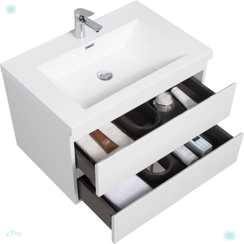 30" Floating Bathroom Vanity With Sink, White