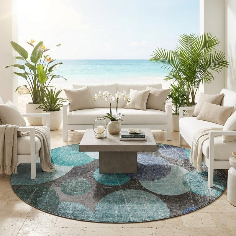 Tapis extérieur rond rond antidérapant 8 pi