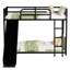 Lit superposé en métal avec glissade, teinte noire, peu encombrant pour les petites chambres à coucher, garde-corps, glissière à assemblage rapide, espaces compacts d'apparence, lit superposé, facile à compléter